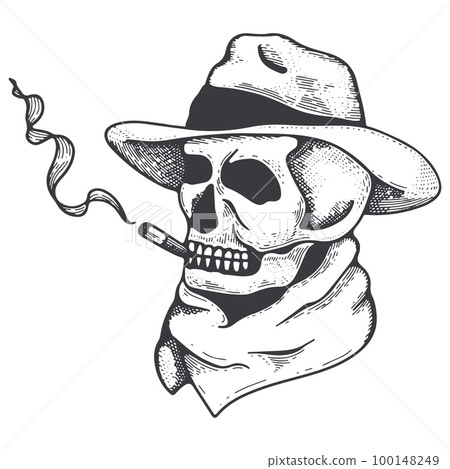 Skull hand drawing vector illustration.  100148249