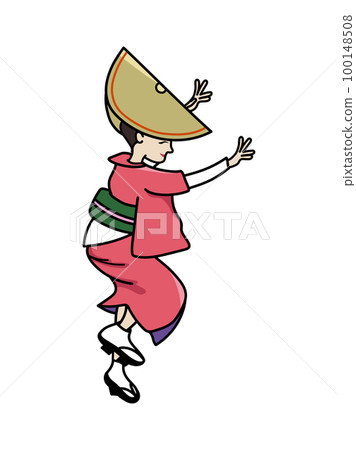 Side view of Awa Odori, a female dance 100148508