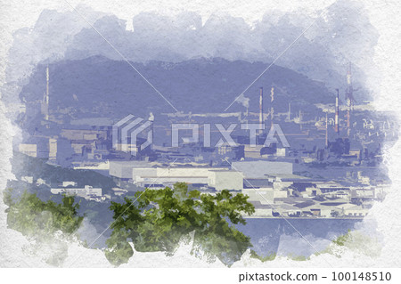 水彩風格 JFE Steel Fukuyama 廣島縣福山市 水彩風格 JFE Steel Fukuyama 廣島縣福山市 100148510