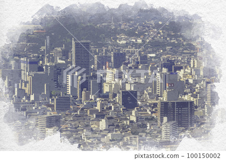 廣島縣福山市福山市區的水彩畫風格 廣島縣福山市福山市區的水彩畫風格 100150002