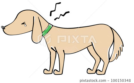 一隻脖子酸痛的狗的插圖 一隻脖子酸痛的狗的插圖 100150348