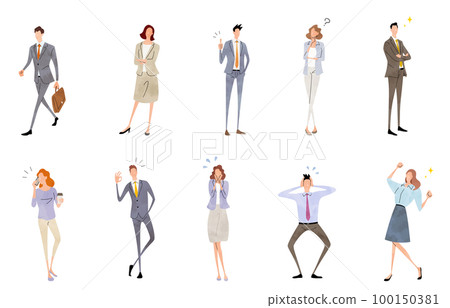 Vector illustration material: business person expressing emotions, business person set Vector illustration material: business person expressing emotions, business person set 100150381