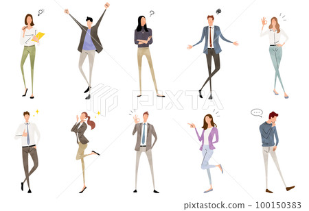 Vector illustration material: business person expressing emotions, business person set Vector illustration material: business person expressing emotions, business person set 100150383