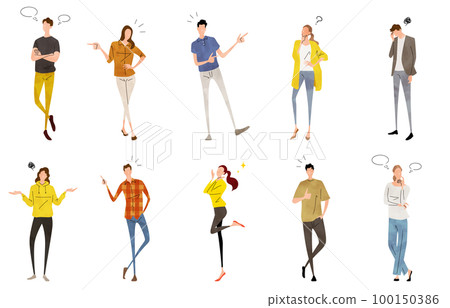 Vector illustration material: men and women expressing emotions, person set Vector illustration material: men and women expressing emotions, person set 100150386