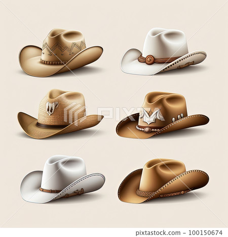 Set of western cowboy hat illustration on white background for design. AI Set of western cowboy hat illustration on white background for design. AI 100150674