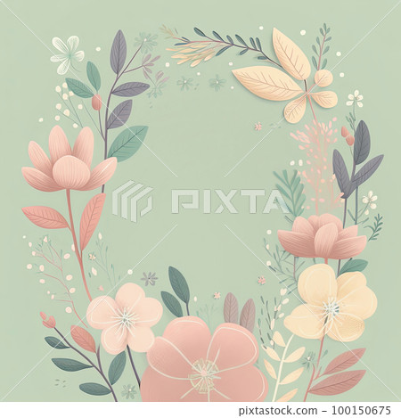 Floral spring or summer card template with space for text. Invitation for wedding, birthday and inspirational quotes. Cute cards and posters for the spring holiday 100150675