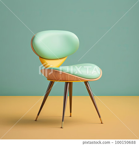 Mid century wooden kitchen chair. Retro stylized modern furniture 100150688