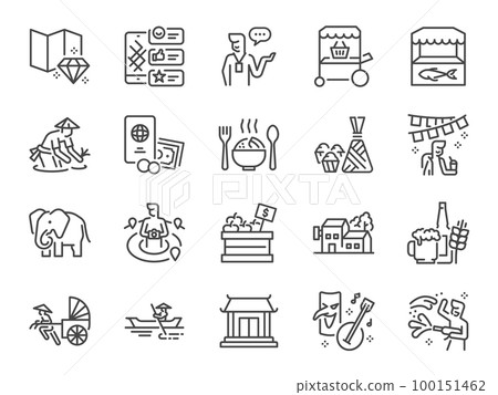Asian domestic tourism icon set. It included icons such as local tourism, travel, tour, local guide, Southeast Asia, cultural, and more. Asian domestic tourism icon set. It included icons such as local tourism, travel, tour, local guide, Southeast Asia, cultural, and more. 100151462