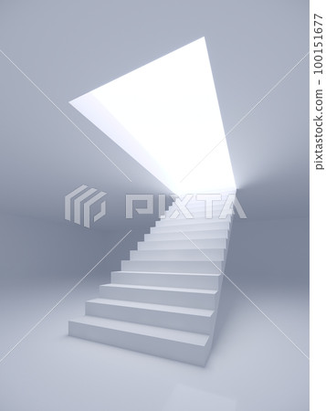 white staircase in white space, 3d rendering 100151677