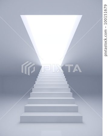 white staircase in white space, 3d rendering 100151679