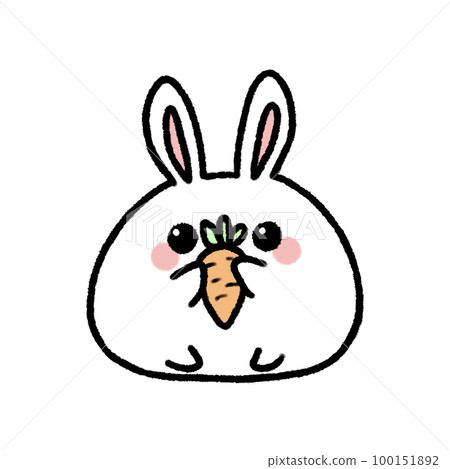 Hand-drawn Cute rabbit with carrot in doodle style 100151892