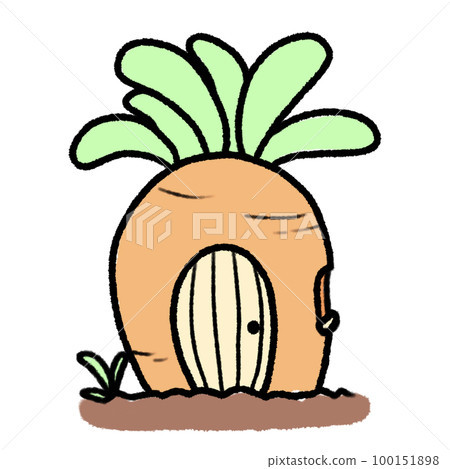 Hand-drawn Cute carrot house in doodle style 100151898