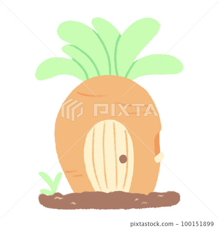 Hand-drawn Cute carrot house in doodle style 100151899