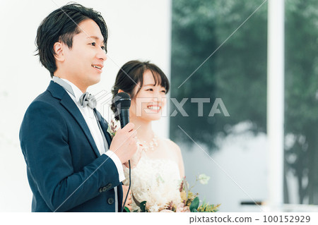 新郎和新郎在婚禮上的問候（新郎的承認，新郎的問候） 100152929