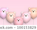 Animal balloon illustration material (teddy bear) pink 100153829
