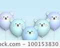 Animal balloon illustration material (teddy bear) blue 100153830
