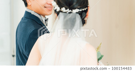 Bride and groom walking in the wedding hall (virgin road, church, chapel) Bride and groom walking in the wedding hall (virgin road, church, chapel) 100154483