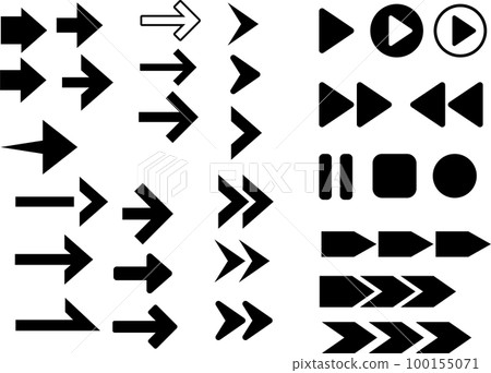 套簡單的箭頭：黑色和白色 100155071