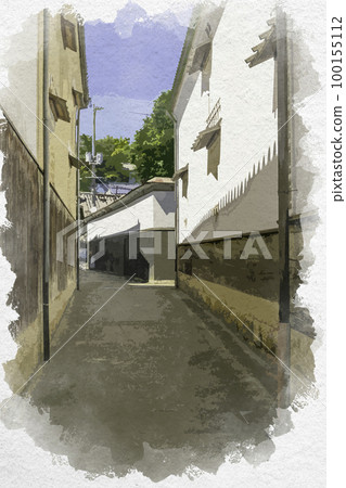 Watercolor style Tomonoura Townscape of Tomonoura Fukuyama City, Hiroshima Prefecture Watercolor style Tomonoura Townscape of Tomonoura Fukuyama City, Hiroshima Prefecture 100155112