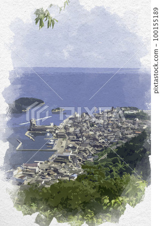 廣島縣福山市鞆之浦水彩風格鞆之浦景色 廣島縣福山市鞆之浦水彩風格鞆之浦景色 100155189