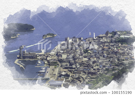 廣島縣福山市鞆之浦水彩風格鞆之浦景色 廣島縣福山市鞆之浦水彩風格鞆之浦景色 100155190