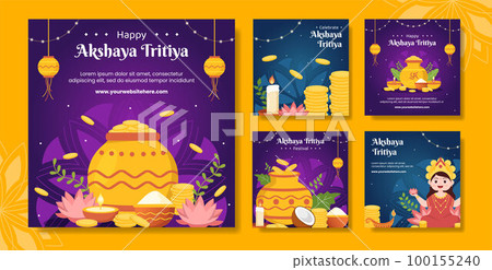 Akshaya Tritiya Festival Social Media Post Flat Cartoon Hand Drawn Templates Background Illustration 100155240