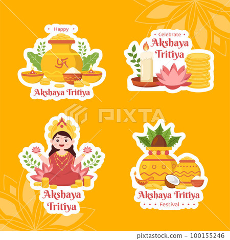 Akshaya Tritiya Festival Label Flat Cartoon Hand Drawn Templates Background Illustration Akshaya Tritiya Festival Label Flat Cartoon Hand Drawn Templates Background Illustration 100155246