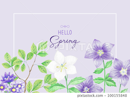 Background of flowers drawn with colored pencils. 100155848