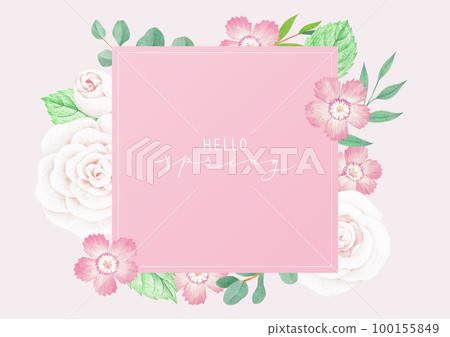 Background of flowers drawn with colored pencils. 100155849