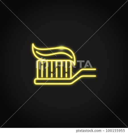 Neon toothbrush with toothpaste icon in line style Neon toothbrush with toothpaste icon in line style 100155955