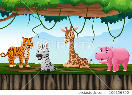 Cartoon wild animals in the jungle 100156890