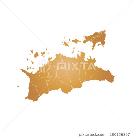 Kagawa prefecture and municipalities map 100156897