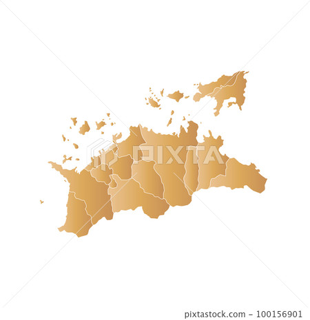Kagawa prefecture and municipalities map 100156901