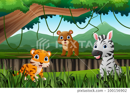 Cartoon wild animal in the jungle 100156902