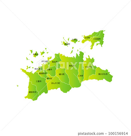 Kagawa prefecture and municipalities map 100156914