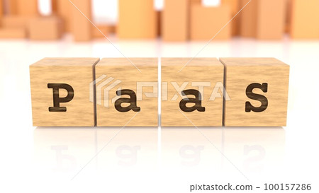 A wooden block with the letters PaaS printed on it 100157286