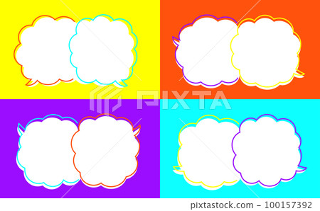 Set of two cloud-shaped balloons on colorful backgrounds 100157392