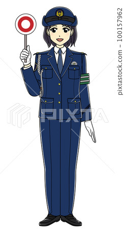 帶圓牌的女警官(微笑,休閒褲) 帶圓牌的女警官(微笑,休閒褲) 100157962