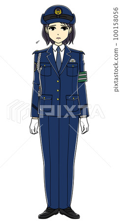 A depressed female police officer (whole body, slacks) A depressed female police officer (whole body, slacks) 100158056