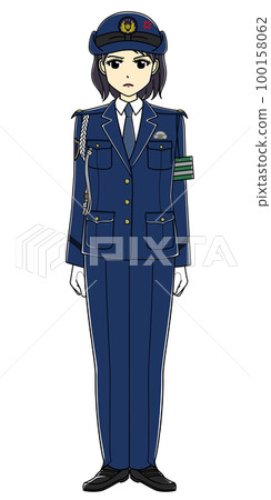 A female police officer with an angry expression (whole body, slacks) 100158062
