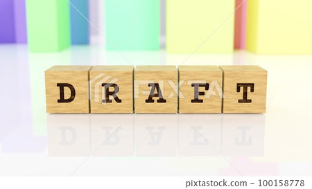 一塊印有 DRAFT 字樣的木塊 100158778