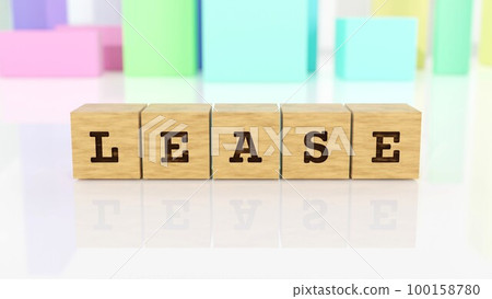 A wooden block with the letters LEASE printed on it 100158780