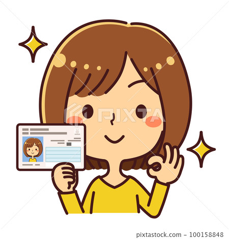 拿著我的號碼卡的年輕女人完美的插圖素材 100158848