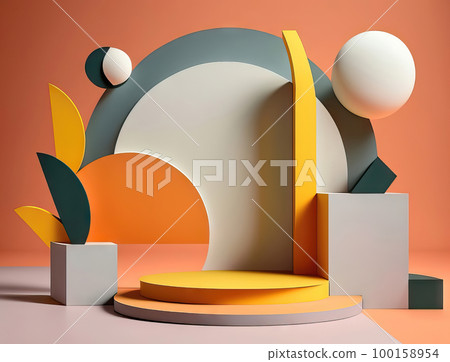 AI generated 3d Abstract scene podium mockup for product presentation AI generated 3d Abstract scene podium mockup for product presentation 100158954