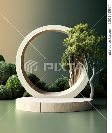 AI generated 3d Abstract scene podium mockup for product presentation AI generated 3d Abstract scene podium mockup for product presentation 100158994