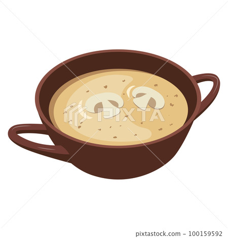 Mushroom soup puree. Mushroom puree soup. Vector illustration Mushroom soup puree. Mushroom puree soup. Vector illustration 100159592