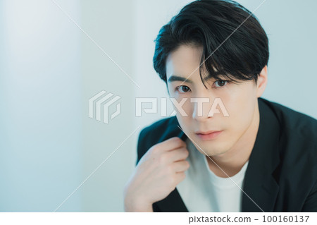 A man in a black jacket A man in a black jacket 100160137