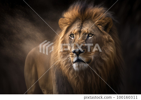 一頭雄偉的獅子的肖像 100160311