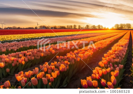 A field of tulips and a beautiful sky A field of tulips and a beautiful sky 100160328