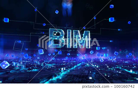 BIM- businessman working and touching with augmented virtual reality at night office. BIM- businessman working and touching with augmented virtual reality at night office. 100160742
